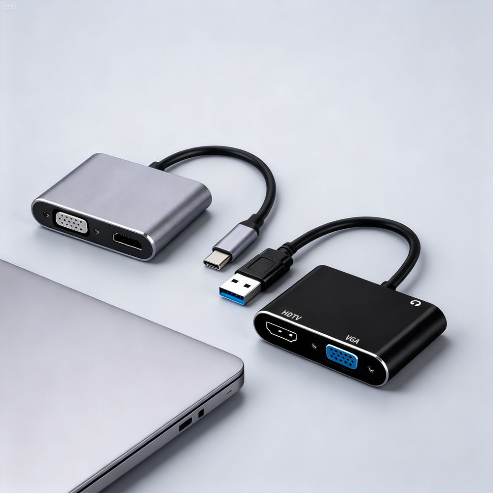 Hdmi Vga Adapter - USB 3.0/TYPE-C ถึง HDMI VGA อะแดปเตอร์พร้อมพอร์ตเสียง
