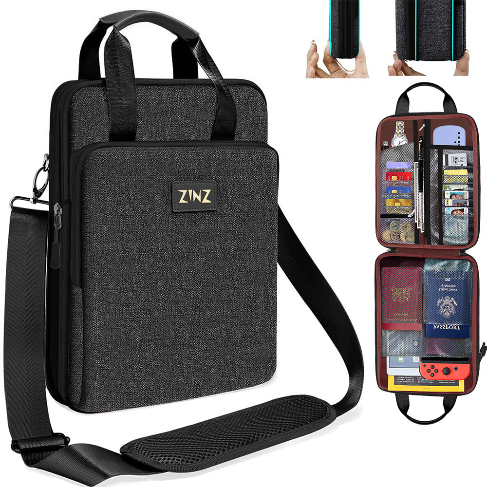 Laptop Accessories Organizer Bag - กระเป๋าสะพายไหล่แล็ปท็อปขนาด12.9-13นิ้วพร้อมความจุและสายที่แปรผันได้เดินทางกระเป๋าใส่พร้อมของมีค่าและช่องใส่โน้ตบุ๊ก