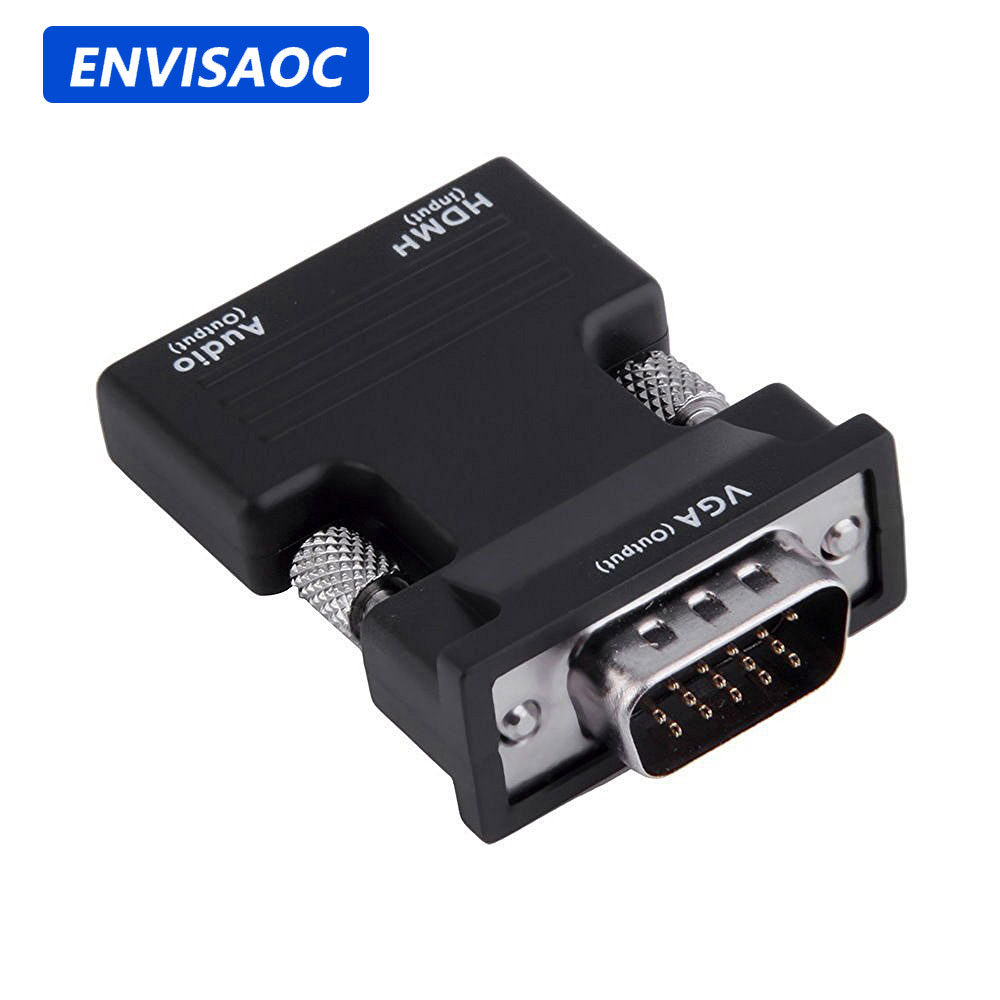 Hdmi Vga Adapter - HDMI-เข้ากันได้กับอะแดปเตอร์แปลง VGA 1080P VGA อะแดปเตอร์แจ็คเสียง3.5มม. สำหรับพีซีเดสก์ท็อปแล็ปท็อปไปยัง