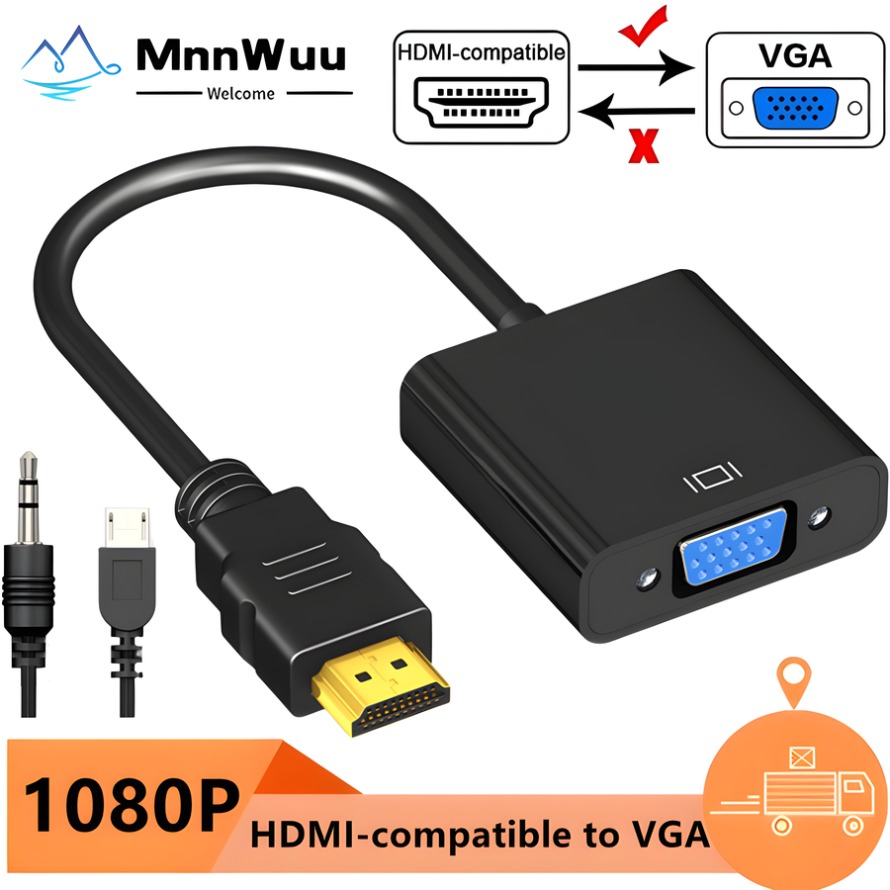 Hdmi Vga Adapter - 1080P HDMI เข้ากันได้กับตัวแปลงอะแดปเตอร์ VGA 3.5 มม.แจ็คเสียง