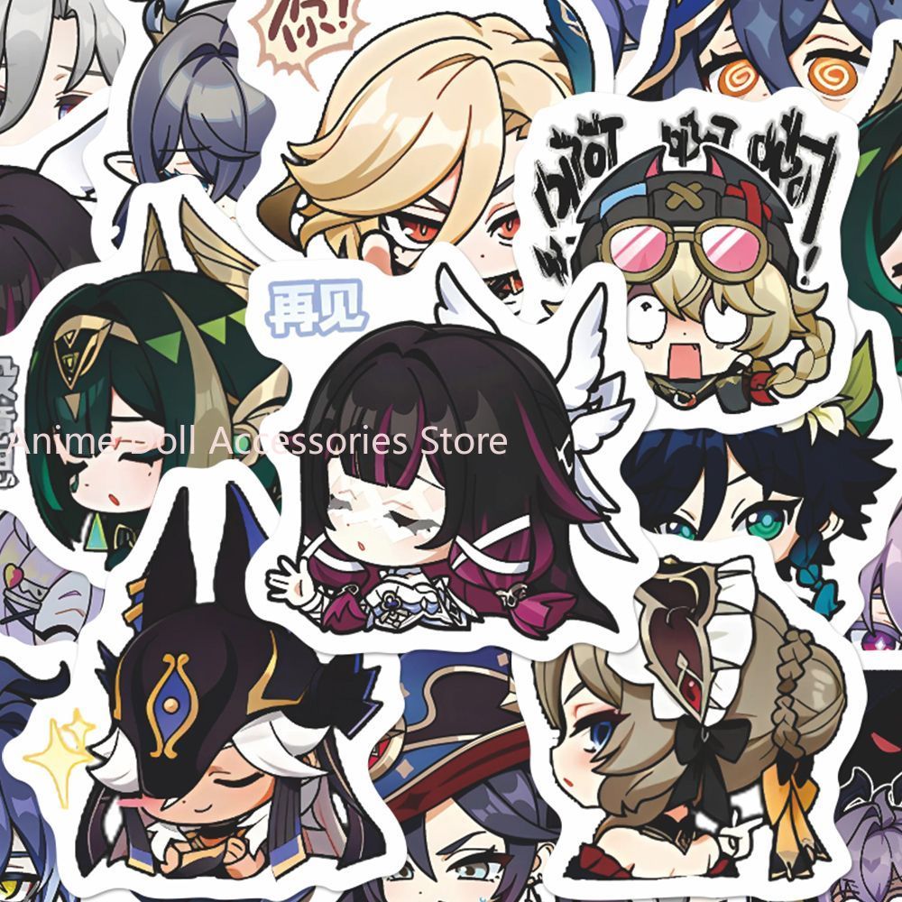 Laptop Accessories - 64PCS เก็นชิน อิมแพ็ค มูนเมเดนอะนิเมะสติกเกอร์การ์ตูนกราฟฟิตี้สติ๊กเกอร์หมวกกันน็อคสเก็ตบอร์ดแล็ปท็อปสติกเกอร์ตกแต่งรถจักรยานยนต์
