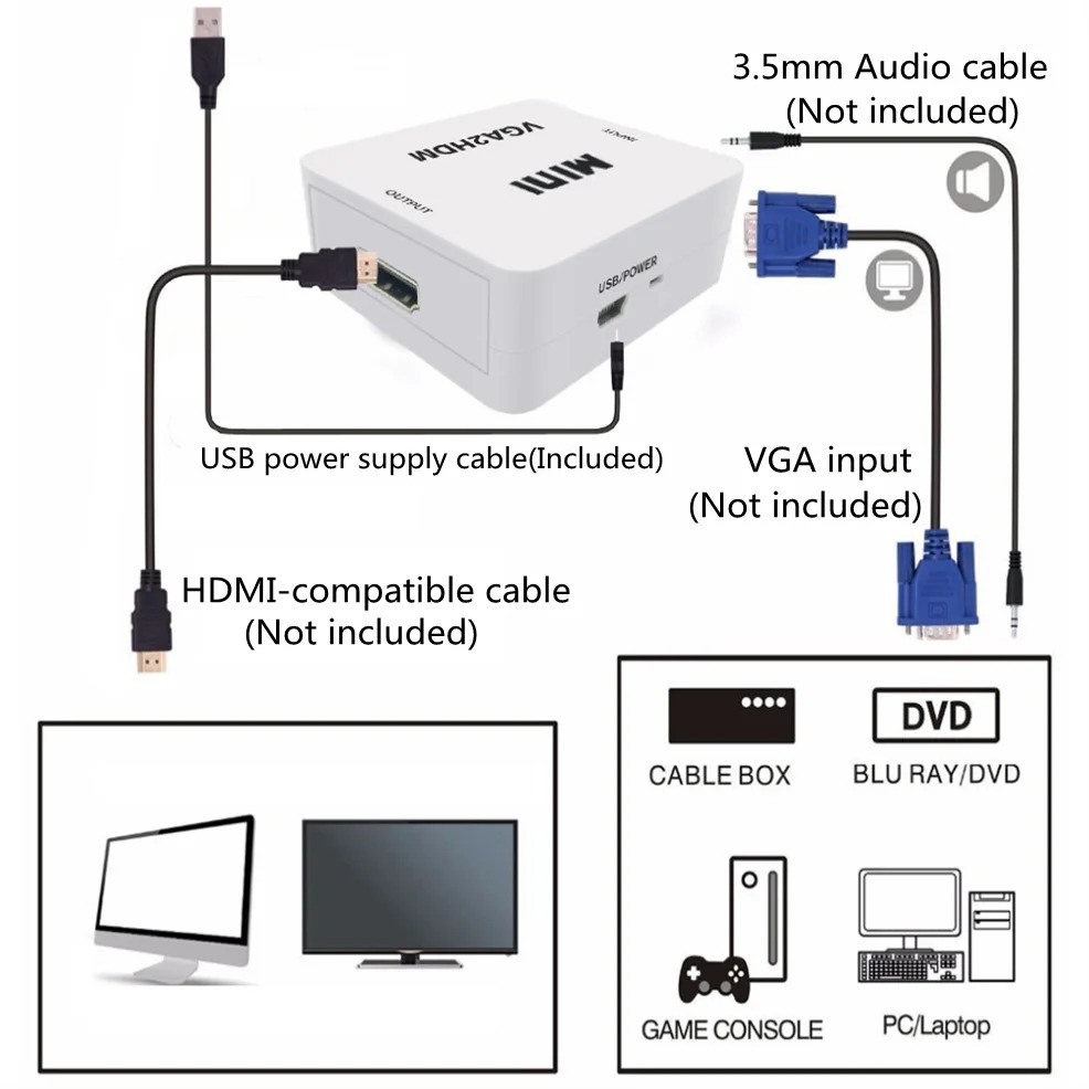 อะแดปเตอร์แปลง VGA เป็น HDMI ต - Hdmi Vga Adapter บทวิจารณ์และราคา