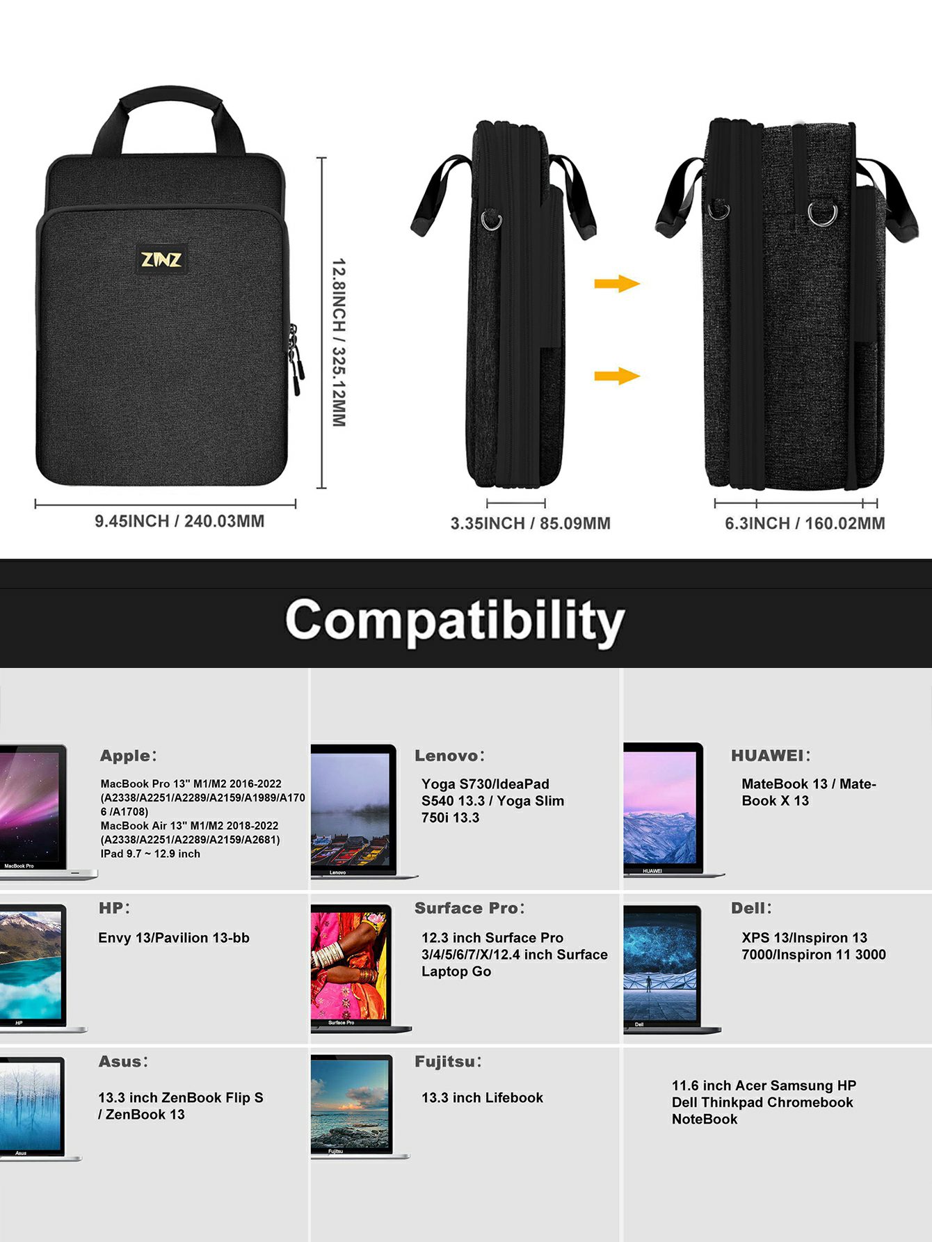 กระเป๋าสะพายไหล่แล็ปท็อปขนาด12 - Laptop Accessories Organizer Bag บทวิจารณ์และราคา