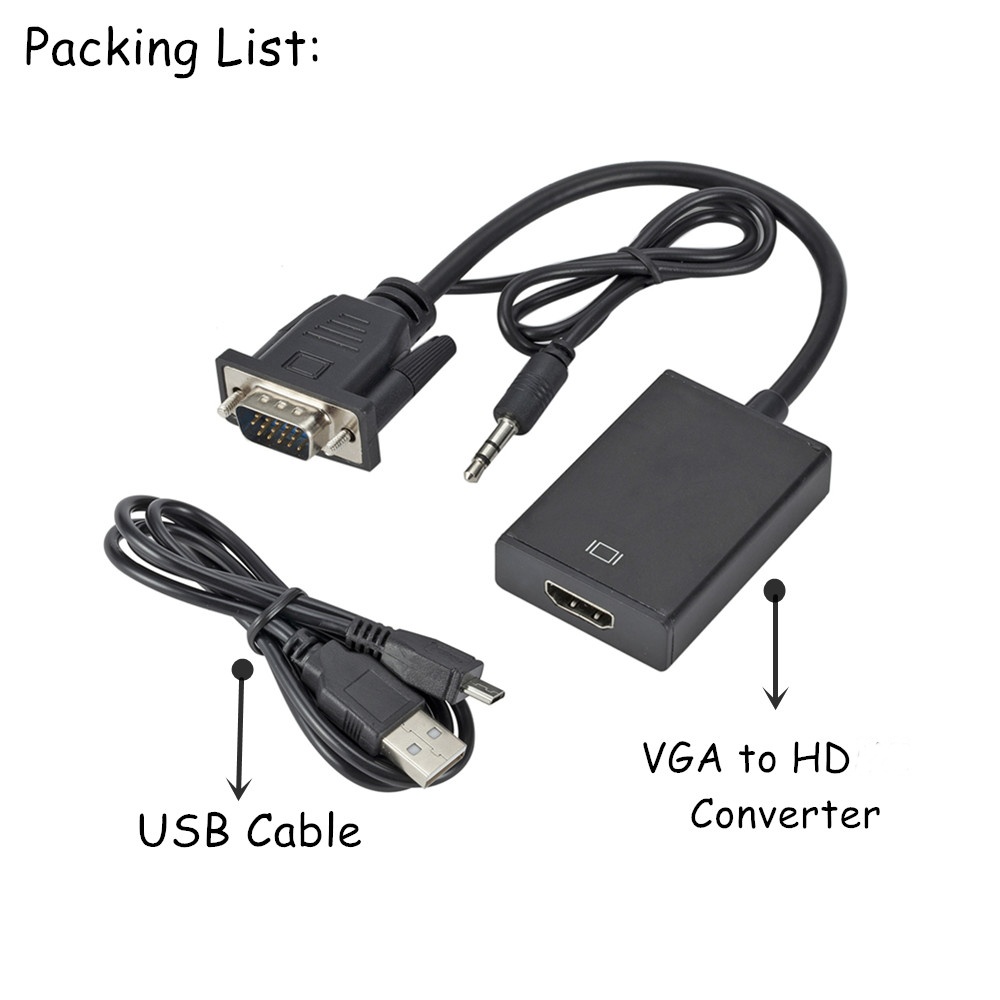 1080P HD VGA TO HD พร้อมสายสัญ - Hdmi Vga Adapter บทวิจารณ์และราคา