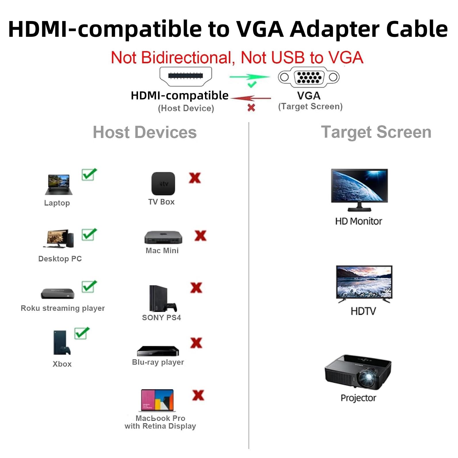 ตัวแปลงวิดีโอ1080P ยาว1.8ม. สา - Hdmi Vga Adapter บทวิจารณ์และราคา